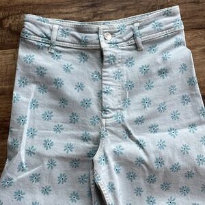 Zara Marine Straight Flower Jeans